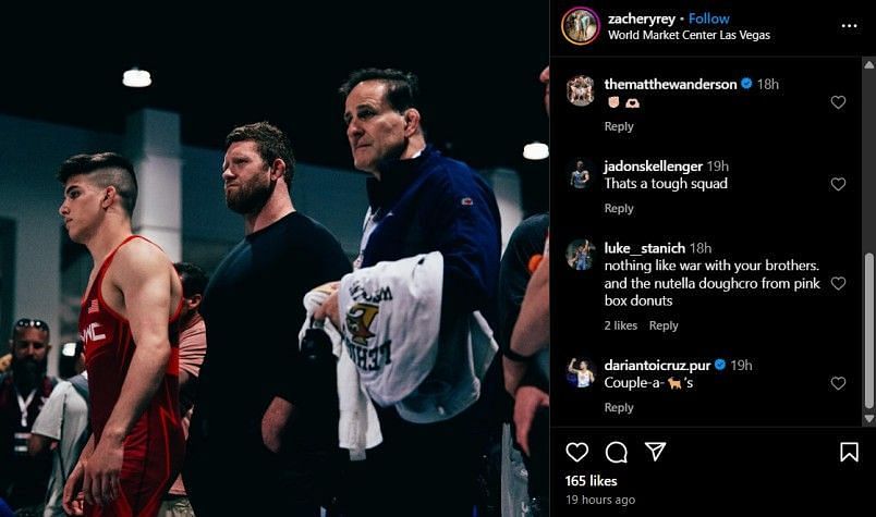 Screenshot of Luke Stanich's comment on Zachery Rey's Instagram post (@zacheryrey/ig)